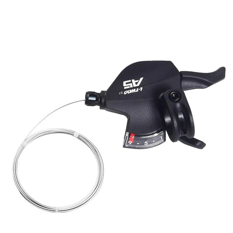 Right Hand 9 Speed Trigger Shifter Lever For Shimano And SRAM Bikes with thumb button, black, side view, CNC crafted