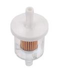 12 Pack 40 Micron One Quarter Inch Inline Fuel Filter For Small Engines Kawasaki FH430V FH451V FH500V Compatible With Dirt Bike Street Motorcycle Lawn Mower Tractor And More shown in white plastic with pleated interior.