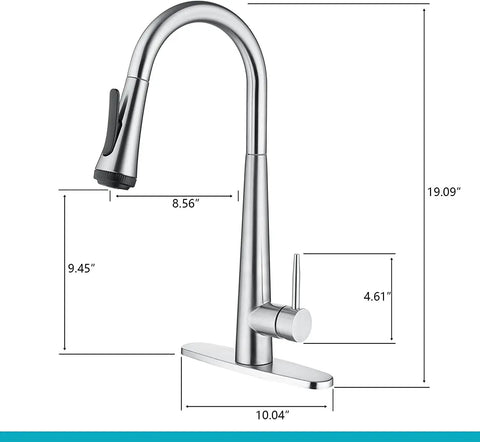 High Arc Kitchen Faucet With Pull Down Sprayer Single Handle Sink Faucet In Brushed Nickel 4 Mode Sprayer 3 Hole Install