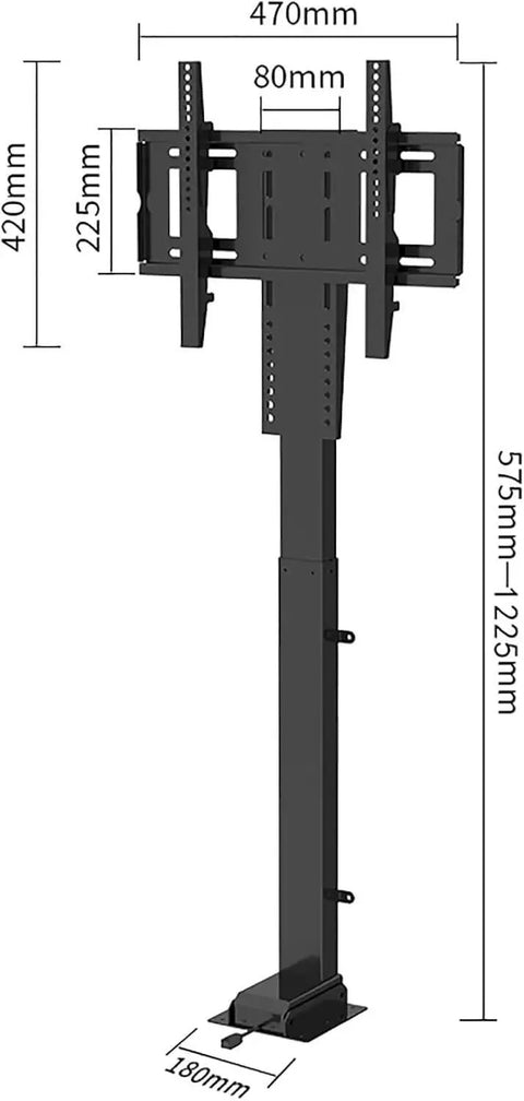Product dimensions of Beefy Electric TV Lift Stand With Smooth Remote Operation And Auto Memory Positions For Large Screens 26 To 65 Inches.