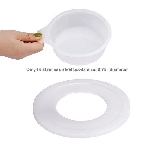 Two Pack 6 Quart Stand Mixer Bowl Covers For Bowl Lift Models Protects Against Splatter shown with hand and lid detail