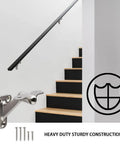 3 Pack 3 Inch Beefy Heavy Duty Handrail Brackets Matte Black For Stair Railing Easy Diy Install Zinc Alloy Construction Secures Wooden Handrails To Wall Supports Up To 250 Lbs. Image showing matte black handrail and zinc alloy bracket.