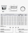 2-Pack KH3050PP Linear Ball Bearing Guides for CNC XYZ Motion Rails and Round Shaft Rods Scramjet Style Precision Ultra Smooth Travel High Load Capability for Accurate Milling, KH3050PP bearing diagram
