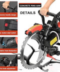 Rugged 16 Inch Concrete Ring Saw With Beefy 12000 Watt Motor Adjustable Wet Cutting Depth For Brick Stone Tile And Demolition Jobs Cuts Like Butter Comes With Premium Diamond Blades And Cooling Pump ergonomic handle and controls