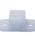 4 Pack 3/4 Inch White Plastic Drawer Slide Spacers Cabinet Side Shims, close-up view, showing mounting holes for easy installation.