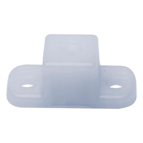 4 Pack 3/4 Inch White Plastic Drawer Slide Spacers Cabinet Side Shims, close-up view, showing mounting holes for easy installation.