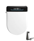 Gamechanging Smart Heated Toilet Seat With Self Cleaning Stainless Steel Nozzle Adjustable Water Flow Warm Air Dryer Slow Close Lid And LED Light Quick DIY Setup For Solid Comfort, front view with remote.