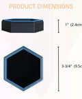 Dimensions of the Hexagonal Magnetic Board Game Tray Organizer Set With Flexible Layouts 7 Pack, 1 inch high, 3-3/4 inch wide.