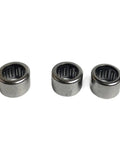 Straight Up Heavy Duty 10 Pack Spherical Rod End Bearings HK0910 Needle Roller Assembly 9X13X10MM rubber sealed units, three bearings displayed.