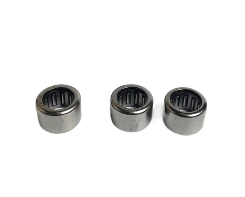 Straight Up Heavy Duty 10 Pack Spherical Rod End Bearings HK0910 Needle Roller Assembly 9X13X10MM rubber sealed units, three bearings displayed.