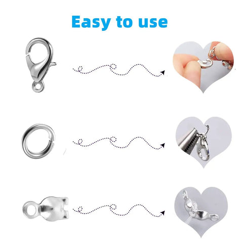 All-In-One Jewelry Making Kit Packed With 720 Pieces Of Findings Lobster claw clasp, open jump ring, bead tip usage demonstration
