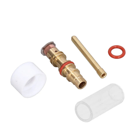 High Temp TIG Welding Torch Accessory Kit With Glass Cup Nozzle For 2 Point 4mm WP17 WP18 WP26 Argon Welder brass collet and O-ring set.
