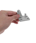 Heavy Duty Metal Refrigerator Door Hinges For Fridges And Coolers With Hardcore Steel Joints held in hand, light gray steel material.