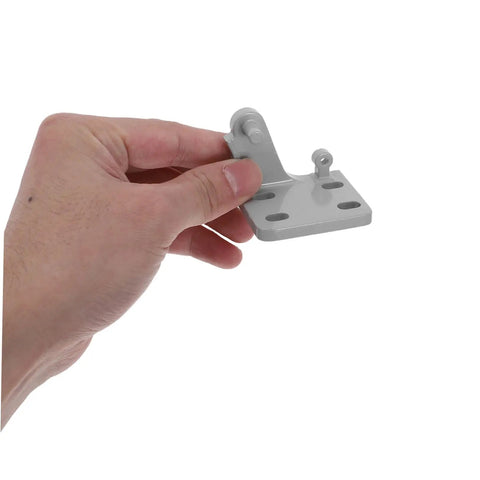 Heavy Duty Metal Refrigerator Door Hinges For Fridges And Coolers With Hardcore Steel Joints held in hand, light gray steel material.