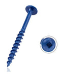 Blue Pocket Hole Screws Set 150 Pieces for Woodworking Carbon Steel, close-up of single screw and square head detail
