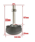 Hella Sturdy Carbon Steel Adjustable Leveling Feet 12 Pack Support Legs, 232mm height, M16 threaded design for stability.