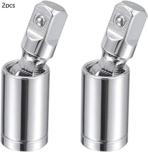 Universal joint socket adapters, chrome 3/8 inch, 2 pcs with swiveling heads