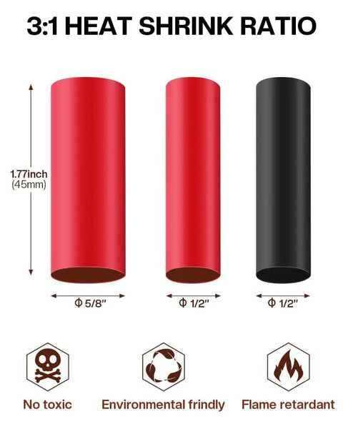 Get Ready With 120 Pcs SC Terminals Tinned Copper Tube Lug Ring Seal Battery Wire Connectors Cable Crimped Soldered Terminal Kit For Your Rig, 3:1 heat shrink tubes
