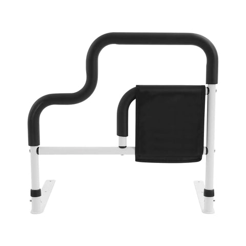 Bedside Grab Rail For Seniors With Storage, L Shaped Bed Rail For Safety And Mobility, Sturdy Carbon Steel Frame, Side View
