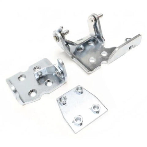 Heavy Duty Front Right Door Hinge Replacement For Cadillac Escalade 2002 2006 Pair Of Rock Solid Chrome Passenger Side Hardware shown from multiple angles.