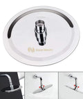 Front view of round chrome NearMoon rain shower head base with central threaded connector.