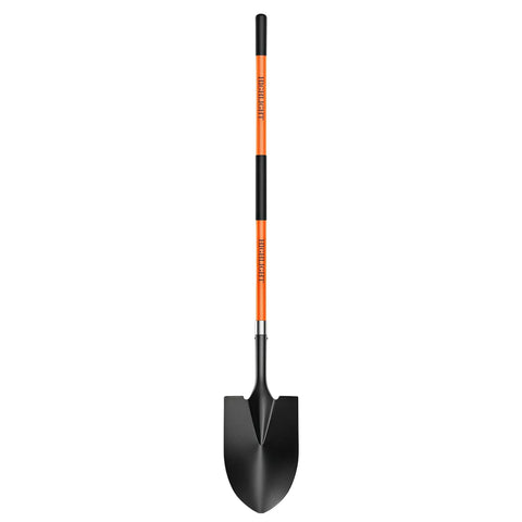Heavy Duty Spade Shovel For Digging 56 Inch Garden Shovel With Round Blade And D Handle Fiberglass Handle Pro Grade Ground Breaker