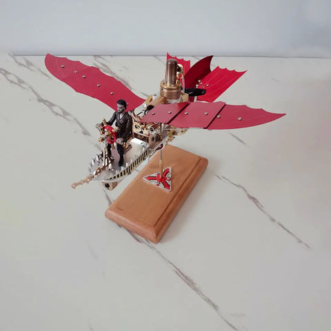 Airship Building Kit For Adults Steampunk Dope 3D Metal Puzzle With Stirling Engine Power model on wooden base