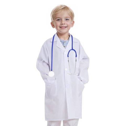 Child in Cool Kids Doctor Lab Coat Costume For Boys And Girls Realistic Scientist Dress Up Coat For Role Play Durable Polyester Cotton Lab Jacket