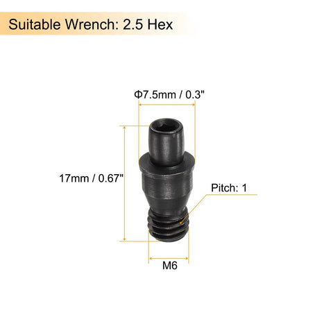 Rock Solid M6 X 17 Mm Set Screws Built Tough From 12.9 Grade Carbon Steel With Durable Black Oxide Finish Pro Grade Fasteners Shop Ready For Cnc Lathe Tool Holders And Heavy Machinery Repairs 10 Piece Pack, showing dimensions and details.