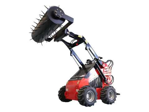 Stomp Mini Skid Steer Loader With 1800 Lb Capacity And Lawn Scarifier Attachment For Small Jobs, raised view