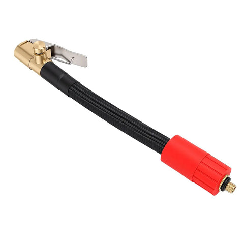 Heavy Duty Tire Inflator Extension Hose With M Six Quick Connect Air Chuck Reaching Recessed Valve Stems Easily On Cars Trucks And Motorcycles 16cm hose, braided black with red M6 fitting and brass chuck