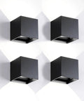 Outdoor Up Down LED Wall Light In Black Aluminum 12W Square Fixture 6500K Daylight Color IP65 Waterproof Adjustable Beam Angle