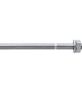 Close-up of 5/8 Inch by 8 Inch Threaded Steel Rod for Chemical Anchoring, HAS-E Pro-Grade, shown with nut, side view.