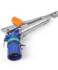 The Ultimate Workhorse 2 Inch Adjustable Irrigation Sprinkler Spray Gun single pack zinc alloy construction with blue and orange finish.