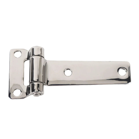 Side view of chrome-plated 304 stainless steel T-shaped door hinge for RV/van cabinet