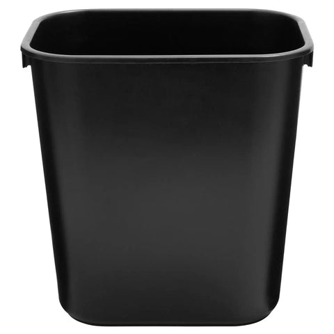 Deskside Plastic Wastebasket Rectangular 3.5 Gallon Black Trash Can Fits Under Desk Easy To Clean Durable All Plastic Bin