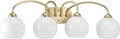 Carisa Collection 4-Light Opal Glass Bath Vanity Light In Vintage Gold Finish, Mid-Century Modern Vibe For Your Bath