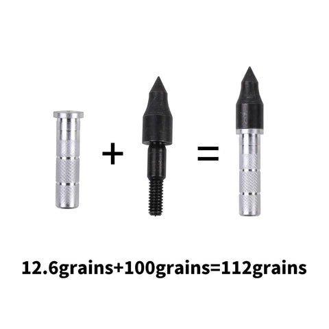 Carbon Arrow Inserts And Tips Kit For Carbon Arrows, aluminum insert and tip assembly shown with grain weight equation