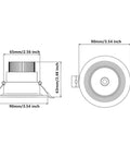 Dimmable 5W LED Downlight Recessed Ceiling Light With COB Warm White 3000K 3500K CRI Over 80 387LM Output dimensions diagram