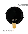 Two Inch Dial Pool Filter Pressure Gauge With One Quarter NPT Lower Mount Clean Filter Indicator 0 To 60 Psi Dual Scale Brass Wetted Parts Ideal For Swimming Pools Spas Aquariums Water Pumps And Quick Pool Maintenance, plastic case and solid brass mount
