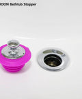 Pink Silicone Bathtub Stopper With Chrome Plated Handle For Standard Drains Super Snug Seal Zero Drip Guarantee Smooth Grip Straight Up Premium Bathroom Sink Plug Effortless Swap in bathtub.