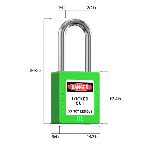 Heavy Gauge Stainless Steel Lockout Tagout Padlocks With 5 Pack Keyed Different Green Safety Locks And OSHA Compliant Lototo Set Offering Dual Keys For Rock Solid Job Site Security