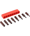 Awesome 8-Piece Torx Security Bit Set With Hardened Steel TS8 To TS40 Sizes For Power Drills Auto And Electronics Repair At 1-Inch Length To Handle Heavy Duty Jobs Without Slipping Or Stripping Threads, red holder and bits