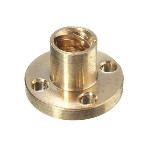 Close-up of a brass nut from the 500mm Lead Screw Kit for 3D Printers with Nuts Coupling and Ball Bearing No Fuss Easy to Install