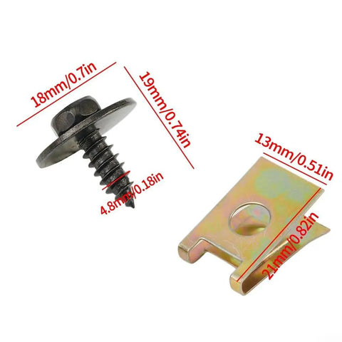 40Pcs U Nut Hex Screw Fastener Kit For BMW Undertray And Sheet Metal Clips With Washers, Self Tapping Bolts dimensions