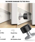 Heavy Duty Stainless Steel Door Stopper With Ultra Strong Adhesive Wall Mount Sound Dampening Door Noise Floor Safe Bumper.