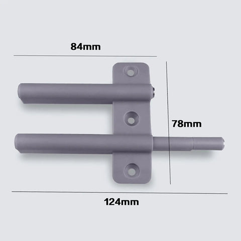 Magnetic Push Latches For Cabinets Dual Opening Doors Pop Out Hardware shown with dimensions in mm.