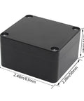 Solid Game Changer IP65 Waterproof Dustproof ABS Plastic Project Box For Outdoor Electronics And DIY Projects Heavy Duty Black Junction Enclosure Ready To Rig Up Pack Of Two side view with dimensions shown.
