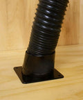 Heavy Duty 4 Inch Abs Dust Port Connector For Band Saw And Jointer With Four Pre Drilled Mounting Holes, flexible hose attachment on wood surface.