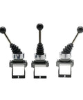Beefy Rod End Bearing Kit With 2NO 2 Position Latch And 4NO 4 Position Rotary Cross Toggle Switches For XD2 PA12 PA14 Joystick Controller With Spring Return And Reset, three black metal levers
